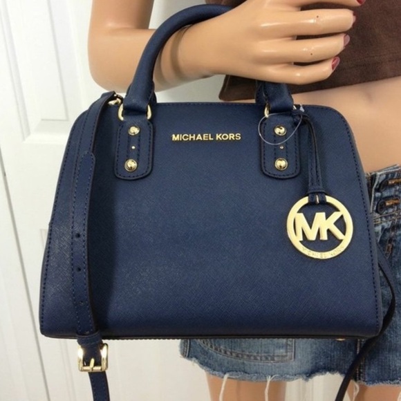 Michael Kors Blue Saffiano Small Satter Calf Handbag - Picture 8 of 8